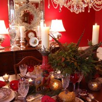 Thanksgiving Tablescape with a Woodland Them Featuring Spode Woodland China, Antler Candle Holders and a Nandina and Pheasant Centerpiece