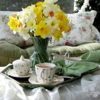 St. Patrick's Day Table Setting with Daffodils