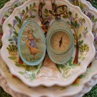 Easter Table Setting Tablescape with Floral Centerpiece & Bunny Napkin Fold