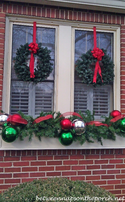Windowboxes decorated for Christmas Windowboxes decorated for Christmas