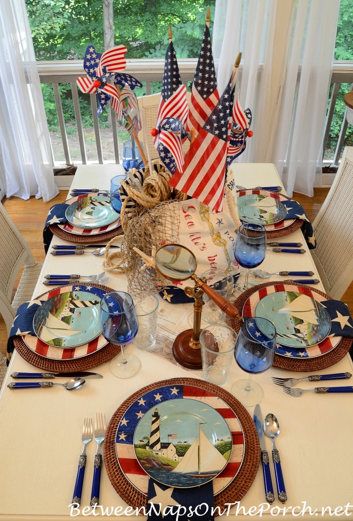 july table 4th nautical setting tablescapes tablescape themed fourth settings porch betweennapsontheporch naps between end theme place happy centerpieces