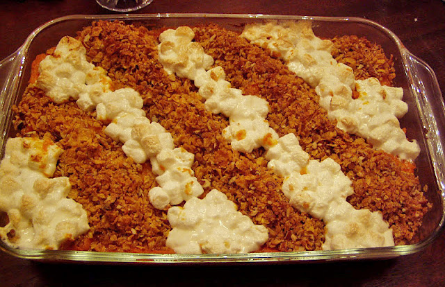 Sweet Potato Souffle with Marshmallow and Crunchy Topping