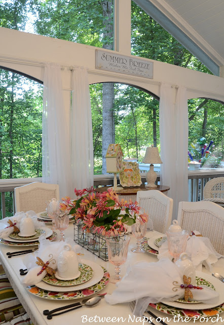 Easter Spring Table Settings on the Porch
