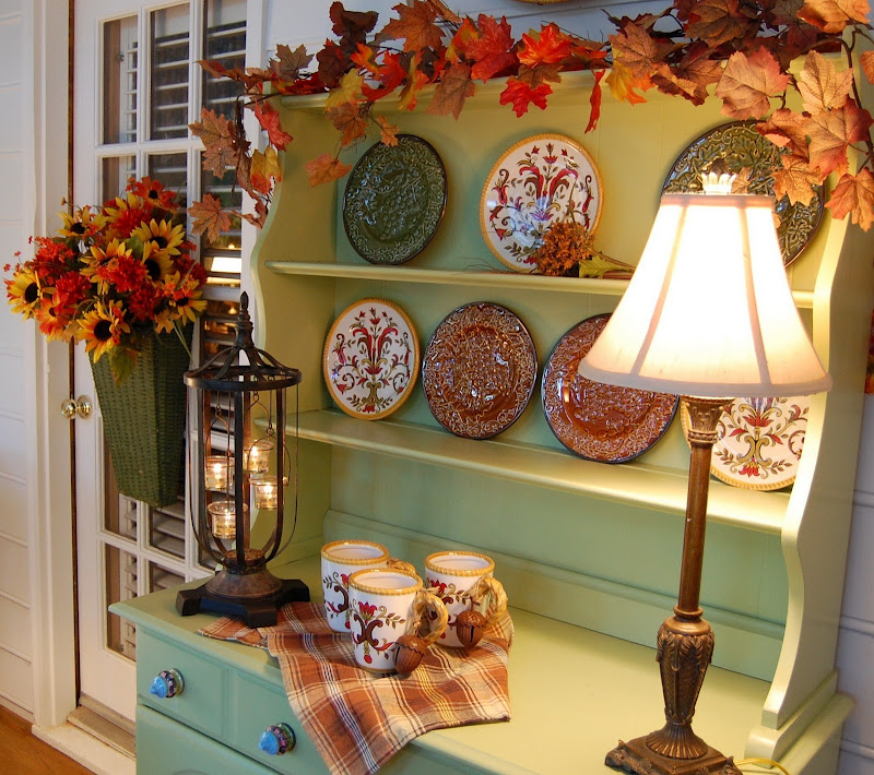 Screened-in Porch decorated for fall