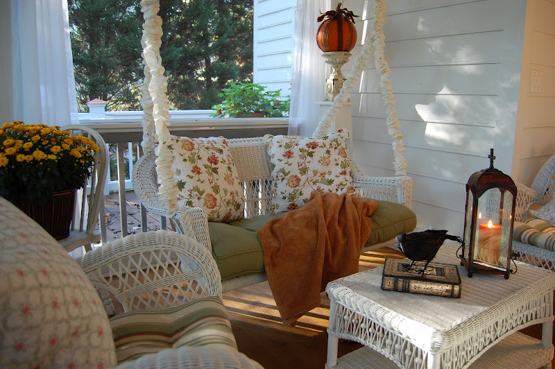 Screened-in Porch decorated for fall