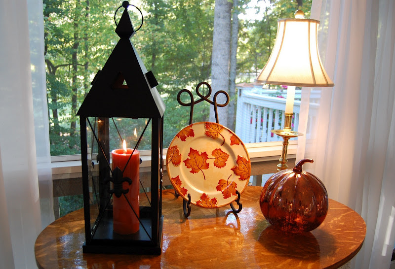 Screened-in Porch decorated for fall