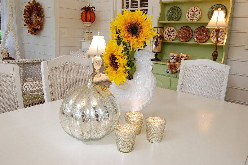 Screened-in Porch decorated for fall