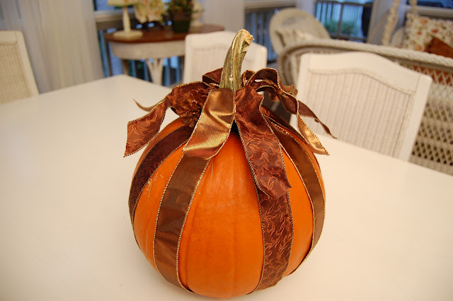 Decorate a Pumpkin with Ribbon for Halloween