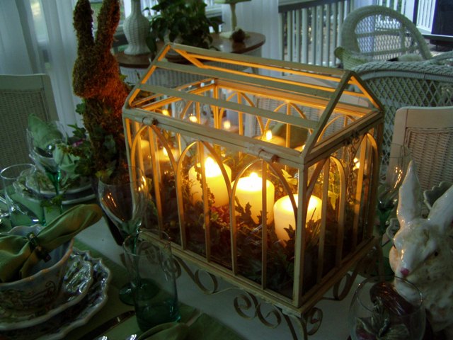 Springtime Tablescape with a Greenhouse Centerpiece
