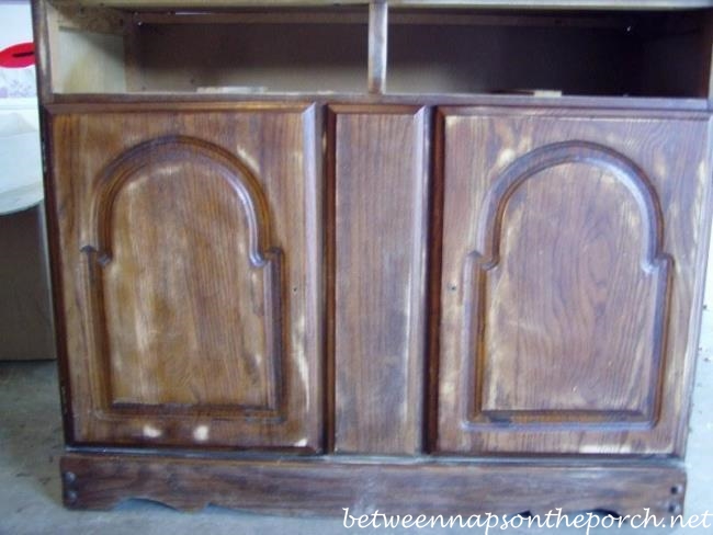 Old Stained Hutch Sanded for Painting_wm