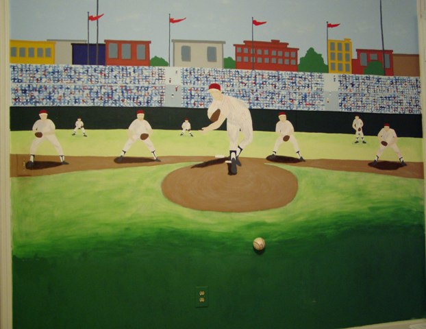 Hand-painted Baseball Mural for Boy's Bedroom