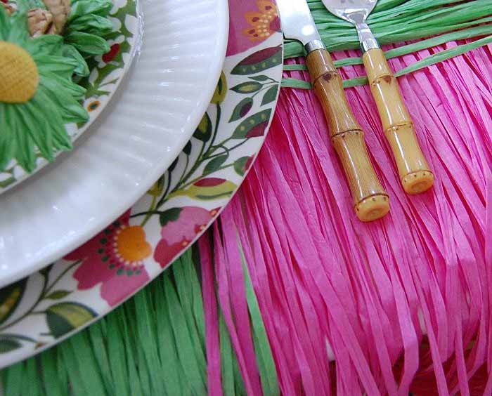 Grass Skirts for a Whimsical Table Setting