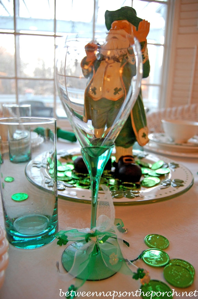 Green Stemware for a St. Patrick's Day Table Setting