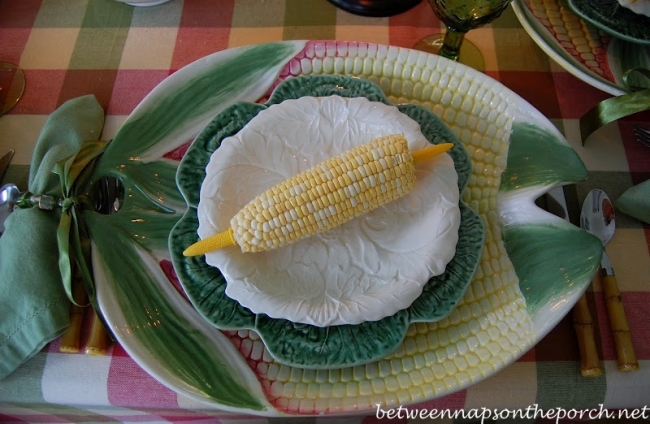 Summer Table Setting with Corn Chargers