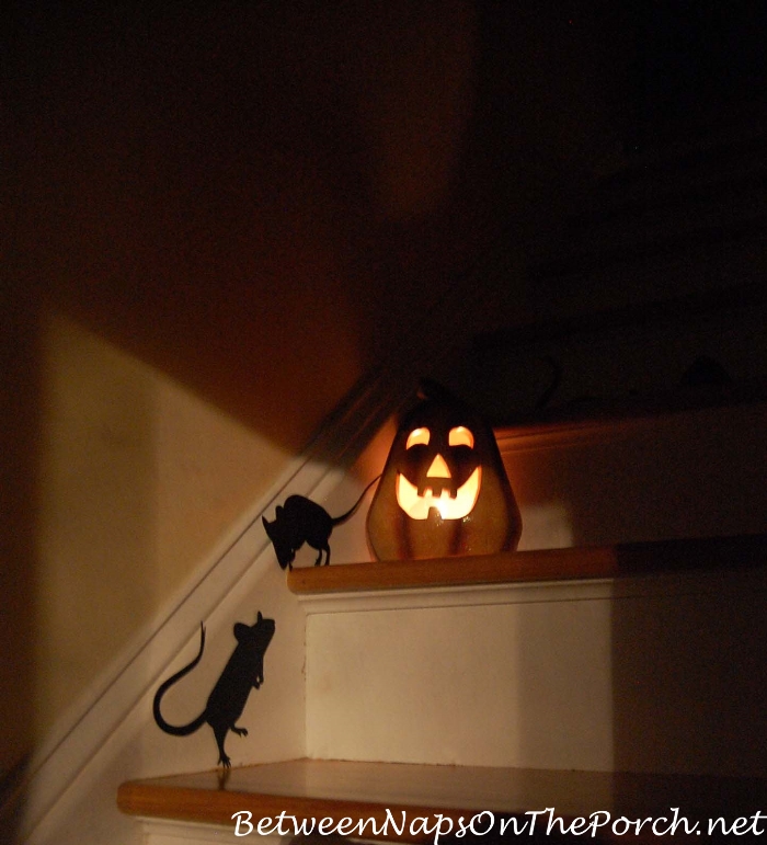 Rats Playing on Halloween Staircase