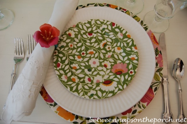 Spring Tablescape with Tulip Napkin Rings