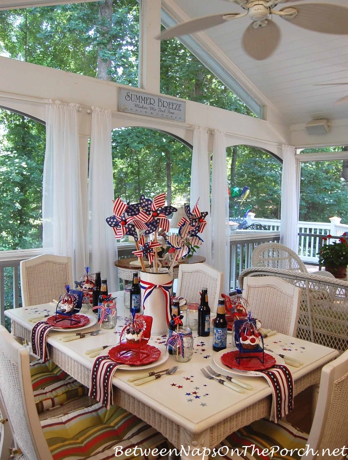 A Patriotic Celebration Table Setting Between Naps On The Porch