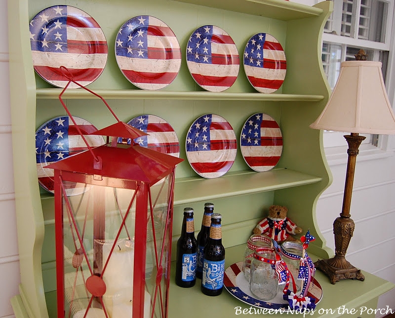 Porch decorated for the 4th of July