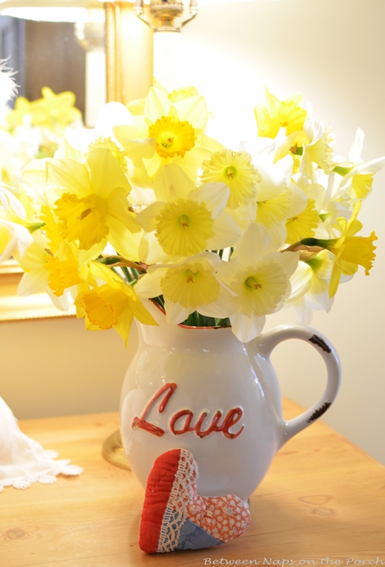 Daffodils in Vase for Valentine's Day Decorating