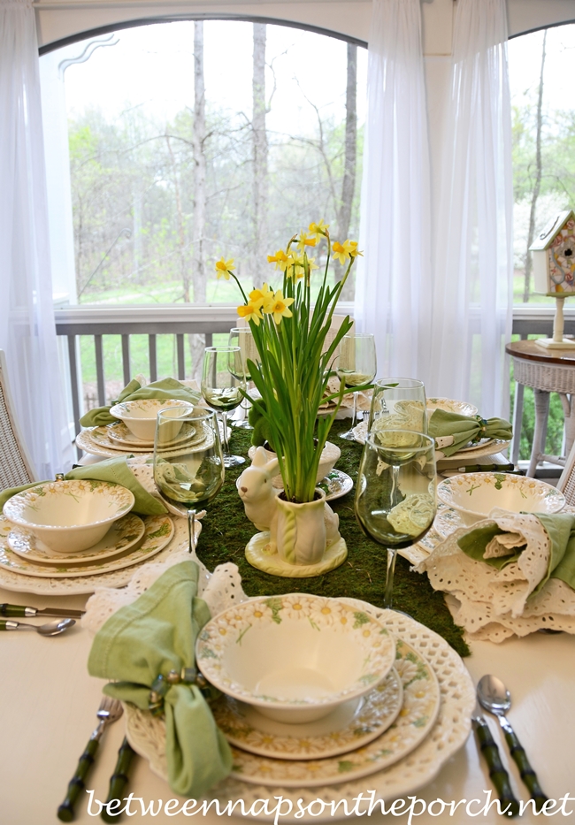 Easter Table Setting with Bunny and Jonquil Centerpiece 2_wm