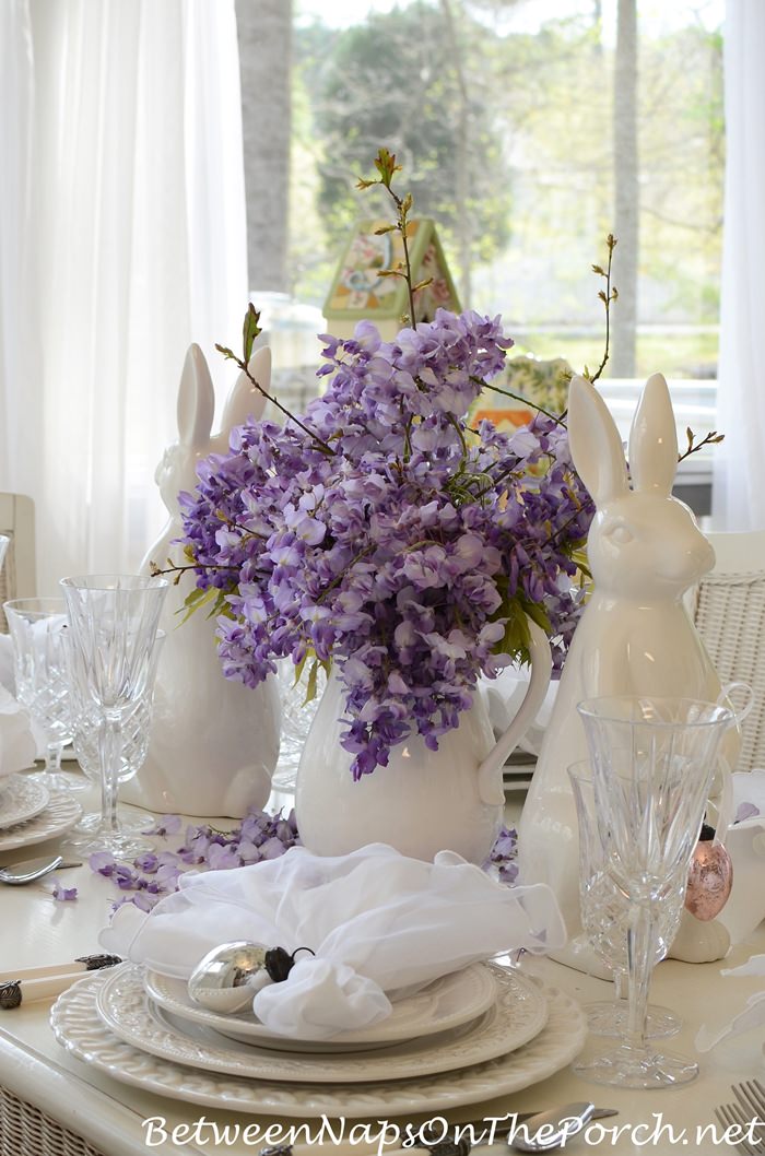 Wisteria for Easter Centerpiece, Spring Table Setting