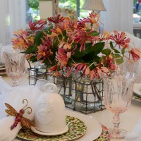 Easter Table Setting with Floral Centerpiece