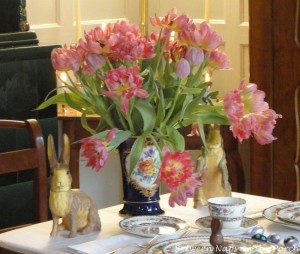 Easter Table Setting Tablescape with Spode, Chinese Rose
