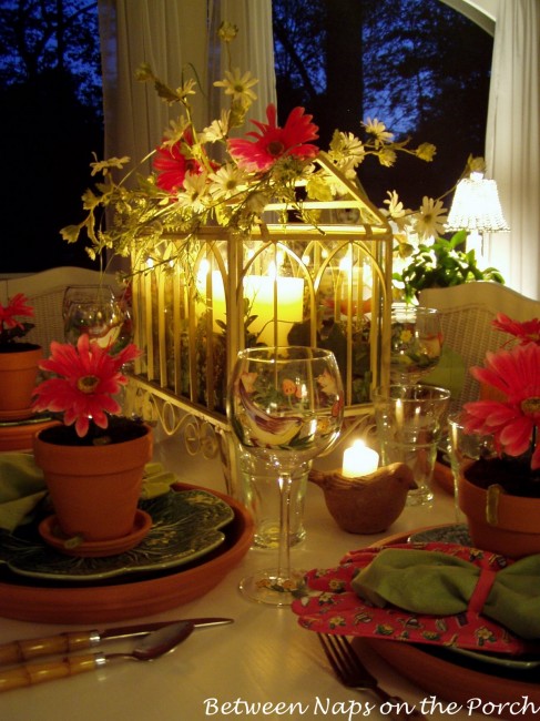 Garden Party Table Setting with Flower Pot Chargers