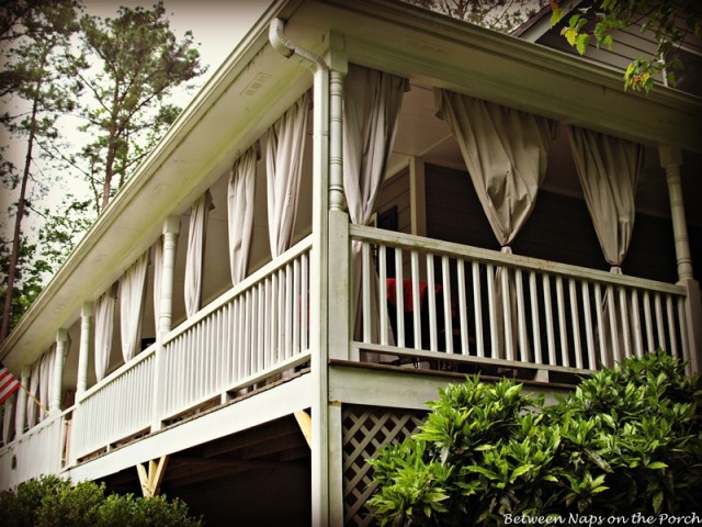 Porch with Drop Cloth Curtains