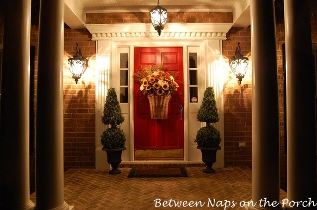 Decorate Front Door with Floral Basket for Fall Autumn