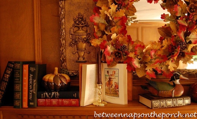Mantel Decorated for Fall