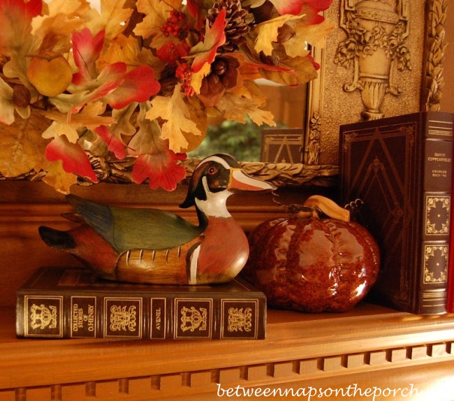 Mantel Decorated for Fall