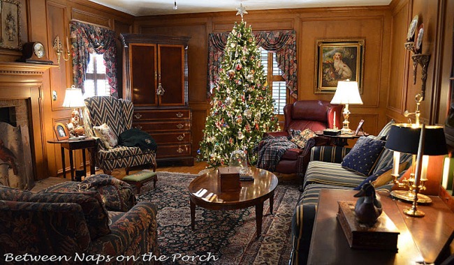 Family Room with English Country Hunt/Woodland Theme and Judges Paneling