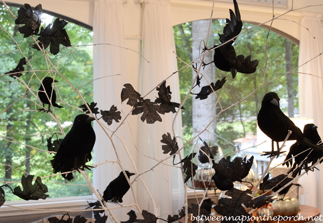 Halloween Tablescape with Crow Tree Centerpiece