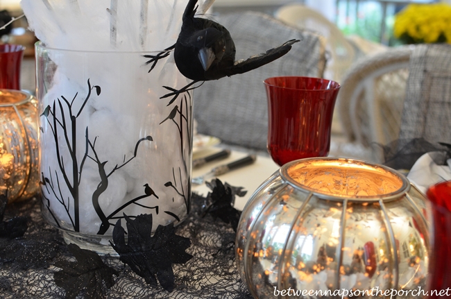 Halloween Tablescape with Crow Tree Centerpiece