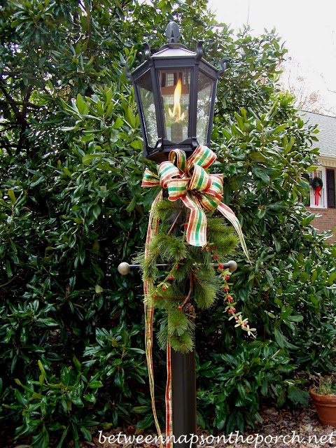 Gas Lantern Decorated for Christmas