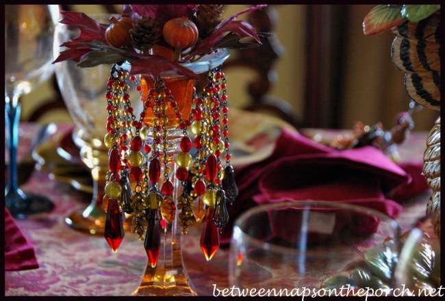 Thanksgiving Tablescape with Turkey Centerpiece and Pottery Barn Turkey Salad Plates