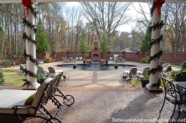 Backyard with Pool, Fountain and Fireplace