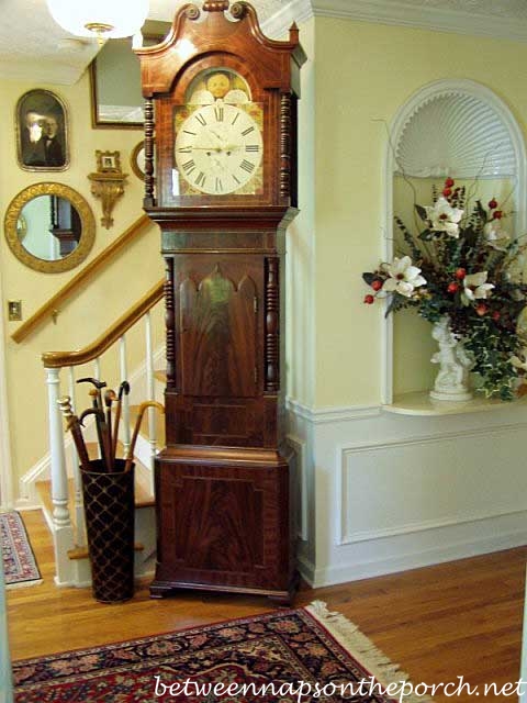 Entry with Shell Niche and Grandfather Clock