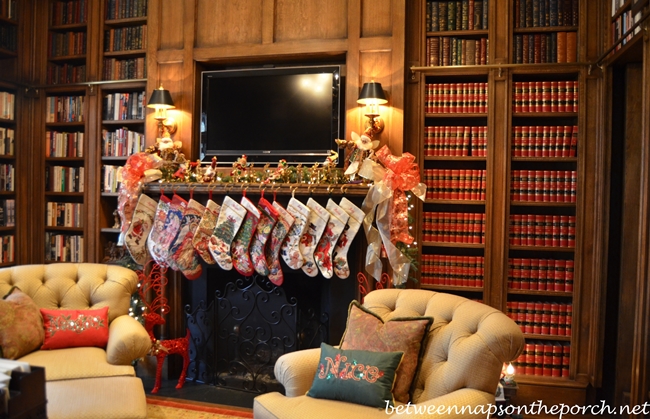 Christmas Mantel in Study Library