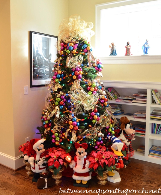 Christmas Tree in Upstairs Hallway with Whimsical Theme