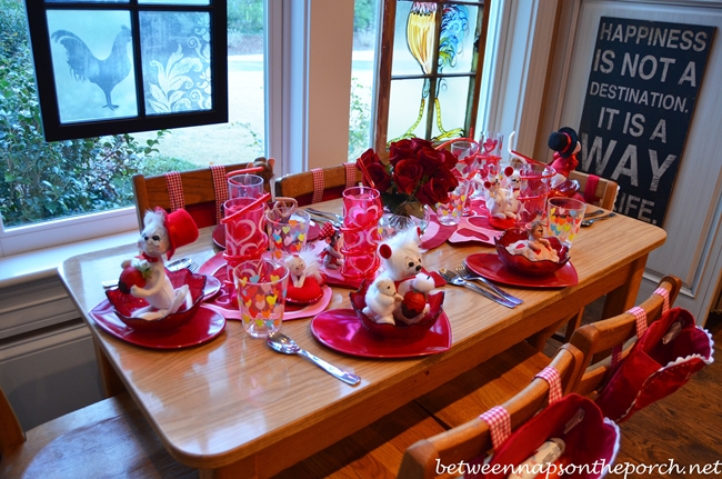 Children's Valentine's Day Table Setting Tablescape