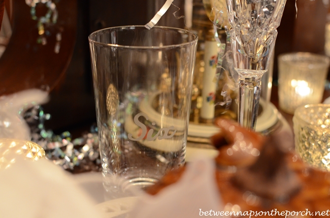 Numbered Glasses in New Year's Eve Table Setting