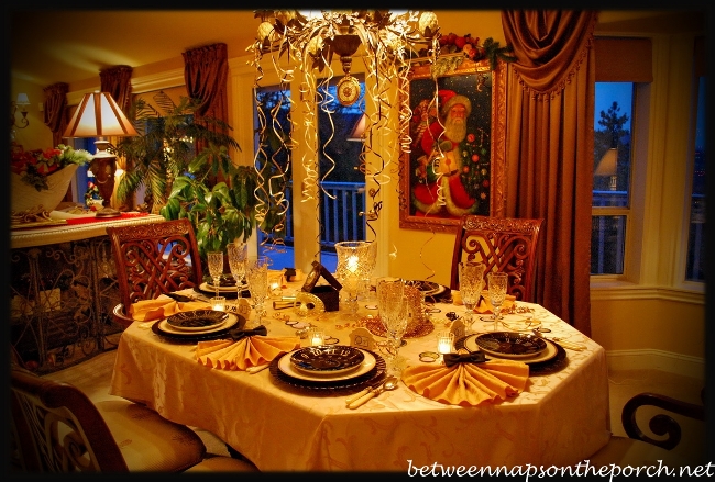 New Year's Table Setting with Pottery Barn Clock Plates