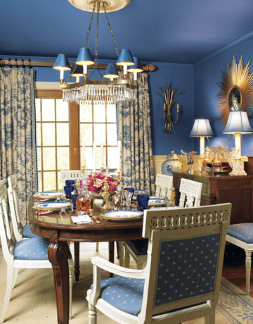 Blue and discount white toile chairs