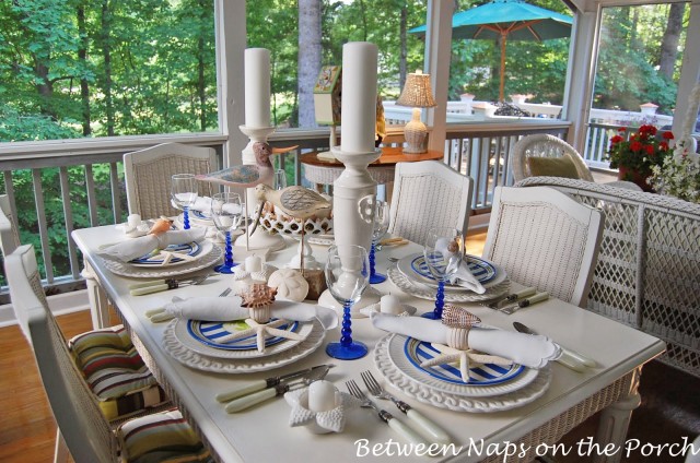 Beach Table Setting with Shell Napkin rings