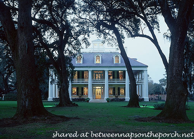 Houmas Plantation House Lit up at Night