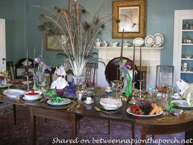 Mardi Gras Table Setting And Decorations Between Naps On