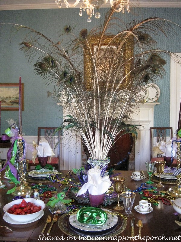 Mardi Gras Table Setting And Decorations Between Naps On