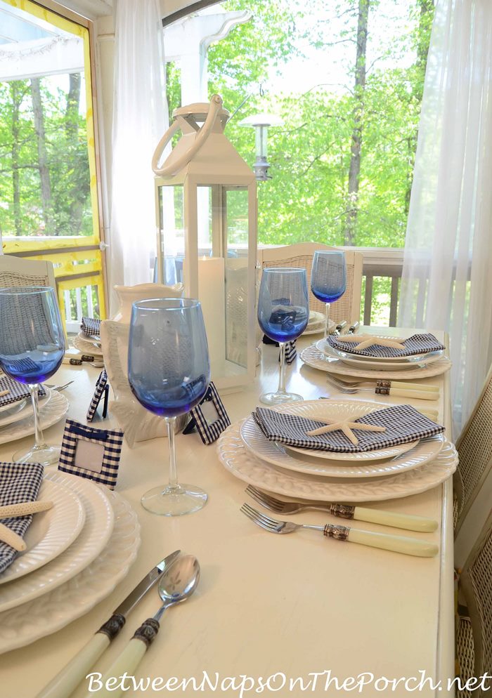 Spring Table in Nautical Blue and White